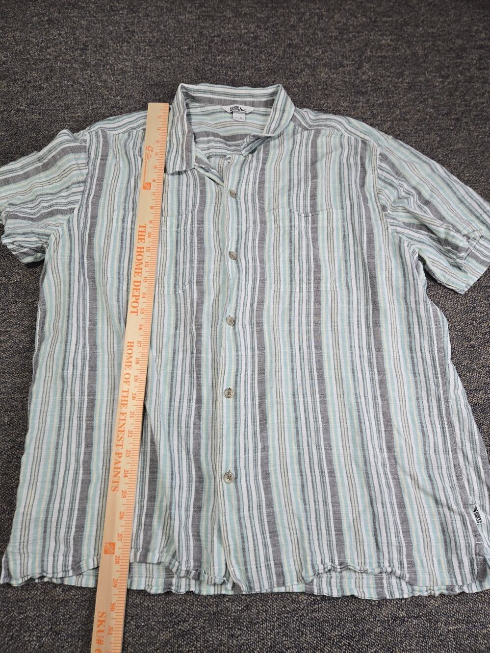 Eddie Bauer Hemp Cotton Blend Mens Shirt Extra Large Blue Greay Stripes